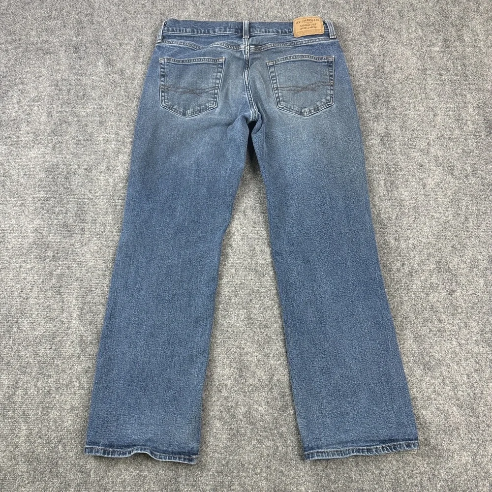 Levi Strauss Signature Relaxed Straight Fit Jeans Mens 33x30 Blue Stretch Denim